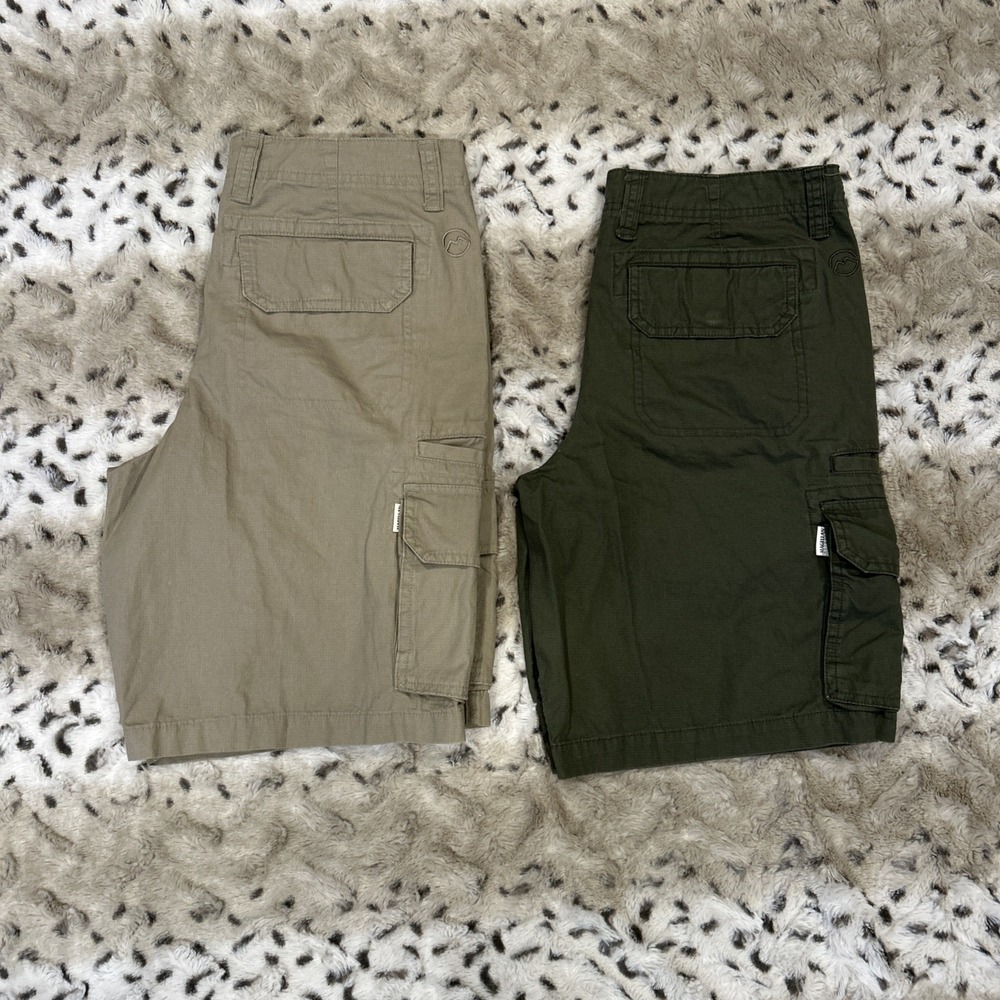 Men's Outdoor Hickory Canon Cargo Shorts 30W Khaki & Green 10in Inseam